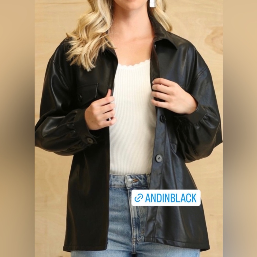 NWT Black Faux Leather Jacket GiGio Plus + XL